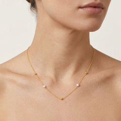 Gold Bead And Pearl Necklace