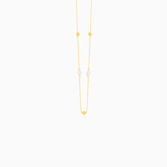 Gold Bead And Pearl Necklace