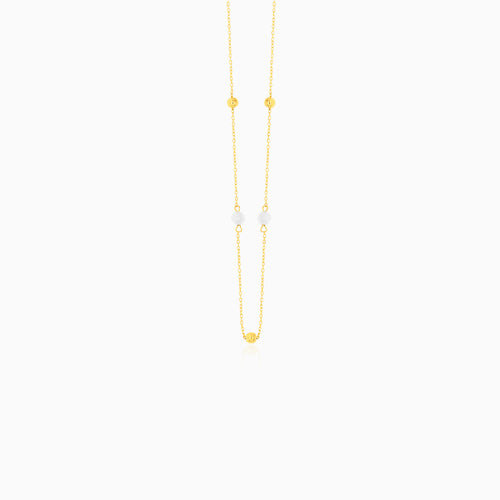 Gold Bead And Pearl Necklace