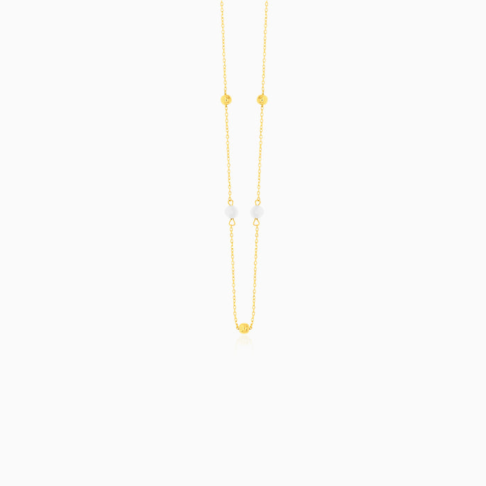 Gold Bead And Pearl Necklace