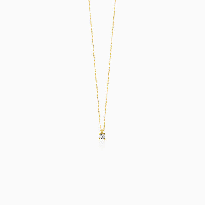 Solitaire Princess Cut CZ Yellow Gold Pendant Necklace