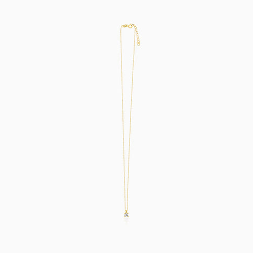 Solitaire Princess Cut CZ Yellow Gold Pendant Necklace