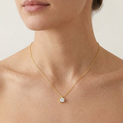 Gold-Tone Round Solitaire Necklace