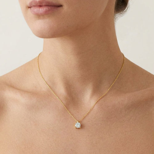 Gold-Tone Round Solitaire Necklace