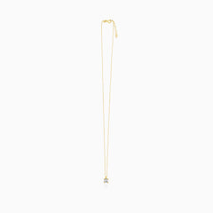 Gold-Tone Round Solitaire Necklace