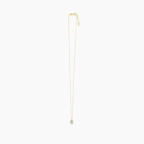 Gold-Tone Round Solitaire Necklace