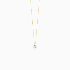 Gold-Tone Round Solitaire Necklace