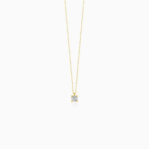 Gold-Tone Round Solitaire Necklace