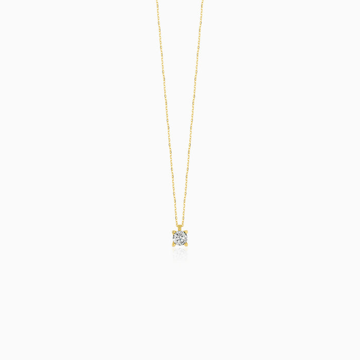 Gold-Tone Round Solitaire Necklace
