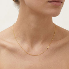 Gold Sideways Cross Necklace