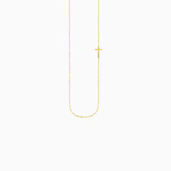 Gold Sideways Cross Necklace