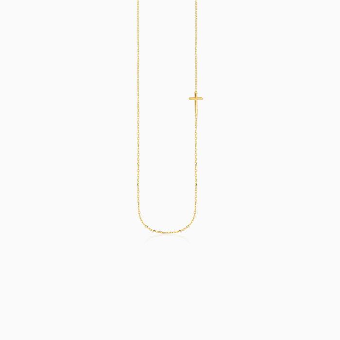 Gold Sideways Cross Necklace