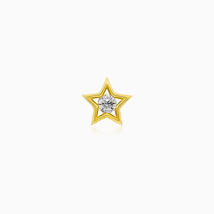 Yellow Gold Star Piercing With Cubic Zirconia