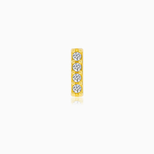 Yellow Gold Bar Piercing With Zirconia