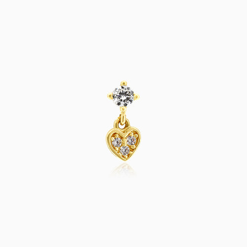 Piercing chic en or avec zircon cubique et cœur pendant