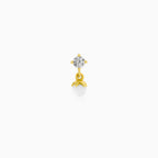 Piercing en or avec perle et zircone