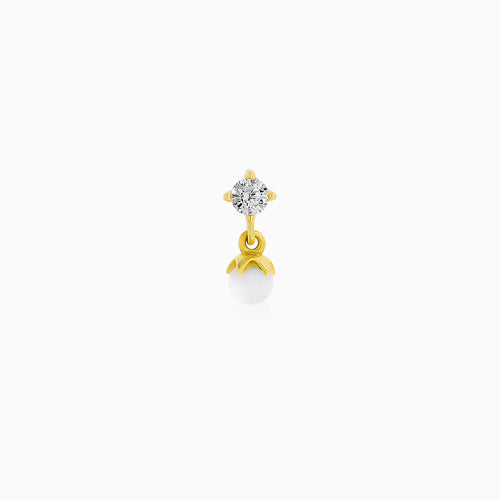 Piercing en or avec perle et zircone