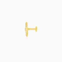 Yellow Gold Crescent Moon Zircon Piercing