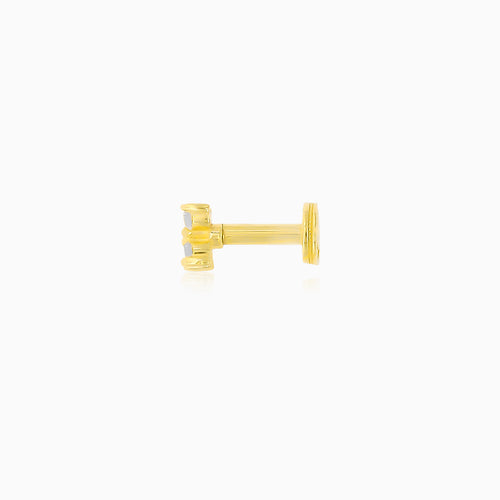 Piercing Do Ucha Ze Žlutého Zlata S Květinou
