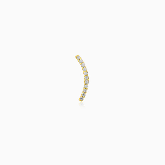 Yellow Gold Curved Bar Piercing with Pavé Zirconia
