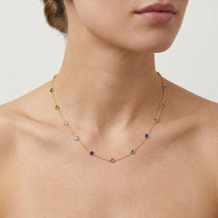 Zlatý Náhrdelník S Barevnými Kameny A Obrubovým Zasazením