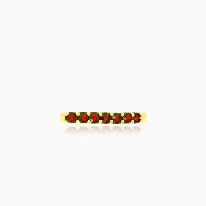 Gelbgoldring mit rund geschliffenen Granaten