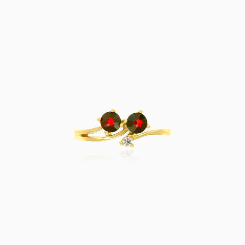 Garnet gold ring with cubic zirconia