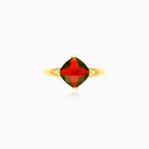 Simple cushion-cut garnet solitaire ring