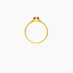 Simple emerald-cut garnet yellow gold ring