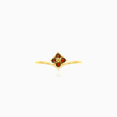 Yellow gold ring with four garnets