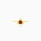 Round garnet ring in triangle design