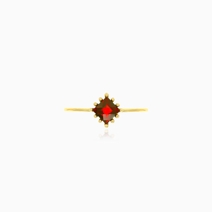 Special yellow gold ring with solitaire garnet