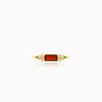 Garnet and cubic zirconia ring in yellow gold