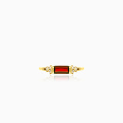 Garnet and cubic zirconia ring in yellow gold