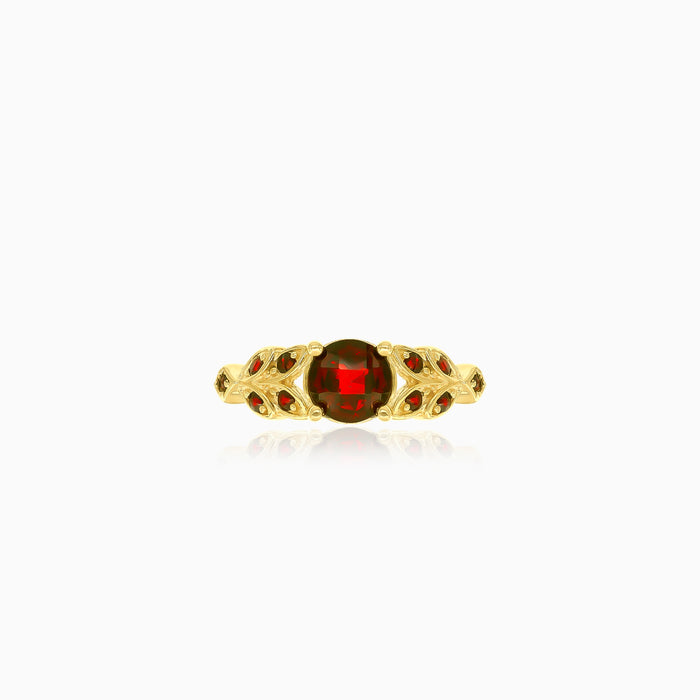 Eleganter Ring aus Gelbgold mit rundem Granat