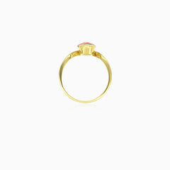 Simple pear cut garnet yellow gold ring