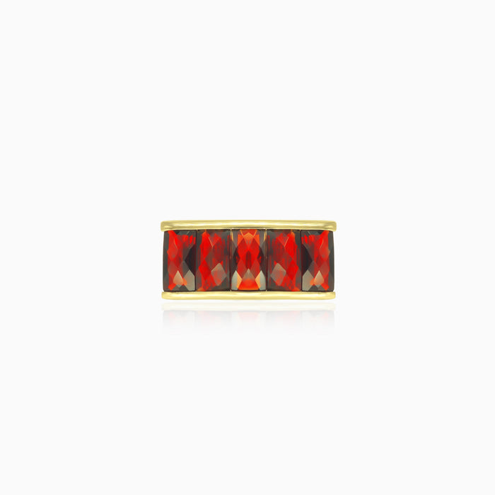 Bague en or jaune avec grenats taille radiant    [;' ['/890p;o.