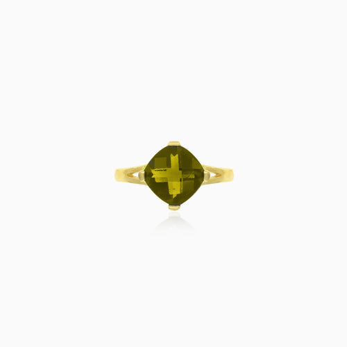 Simple cushion cut modavite gold ring