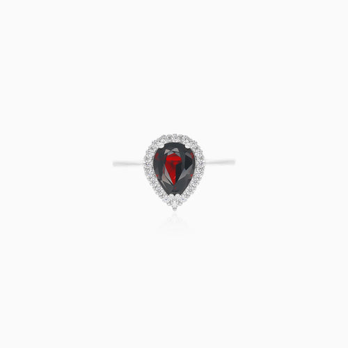 Royal white gold garnet ring