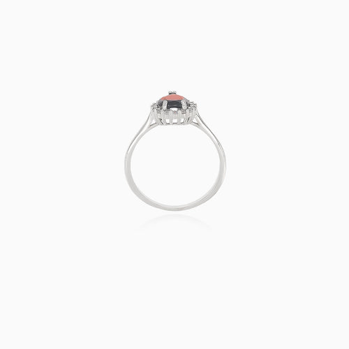 Royal white gold garnet ring