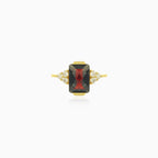 Stylish emerald cut garnet ring with cubic zirconia