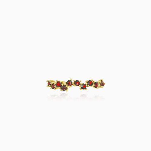 Yellow gold ring with zig zag  garnets