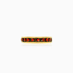 Stylish yellow gold ring with garnets