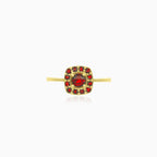 Yellow gold ring with round garnet