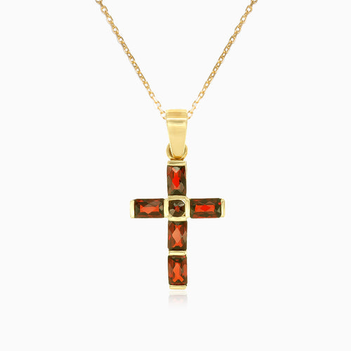 Garnet pendant cross with round and rectangular cut