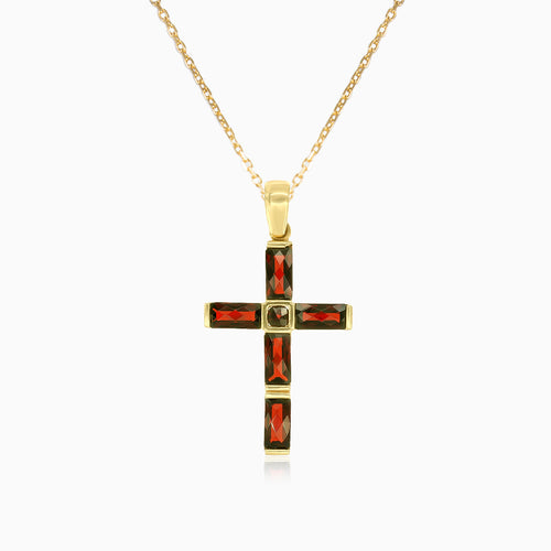 Granátový přívěsek s designem kříže