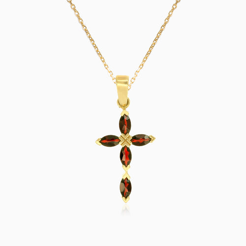 Garnet pendant cross with marquise cut