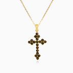Garnet pendant cross with round cut
