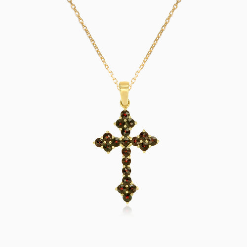 Garnet pendant cross with round cut
