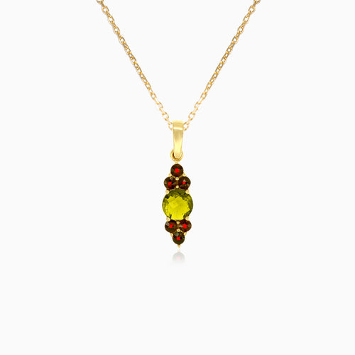 Celestial Radiance in Yellow Gold  with  Moldavite Central Stone and Garnet